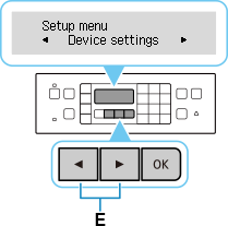Setup menu screen: Select Device settings